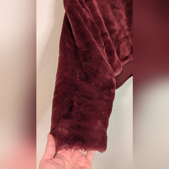Free People Burgundy Faux Fur Jacket - Picture 6 of 11